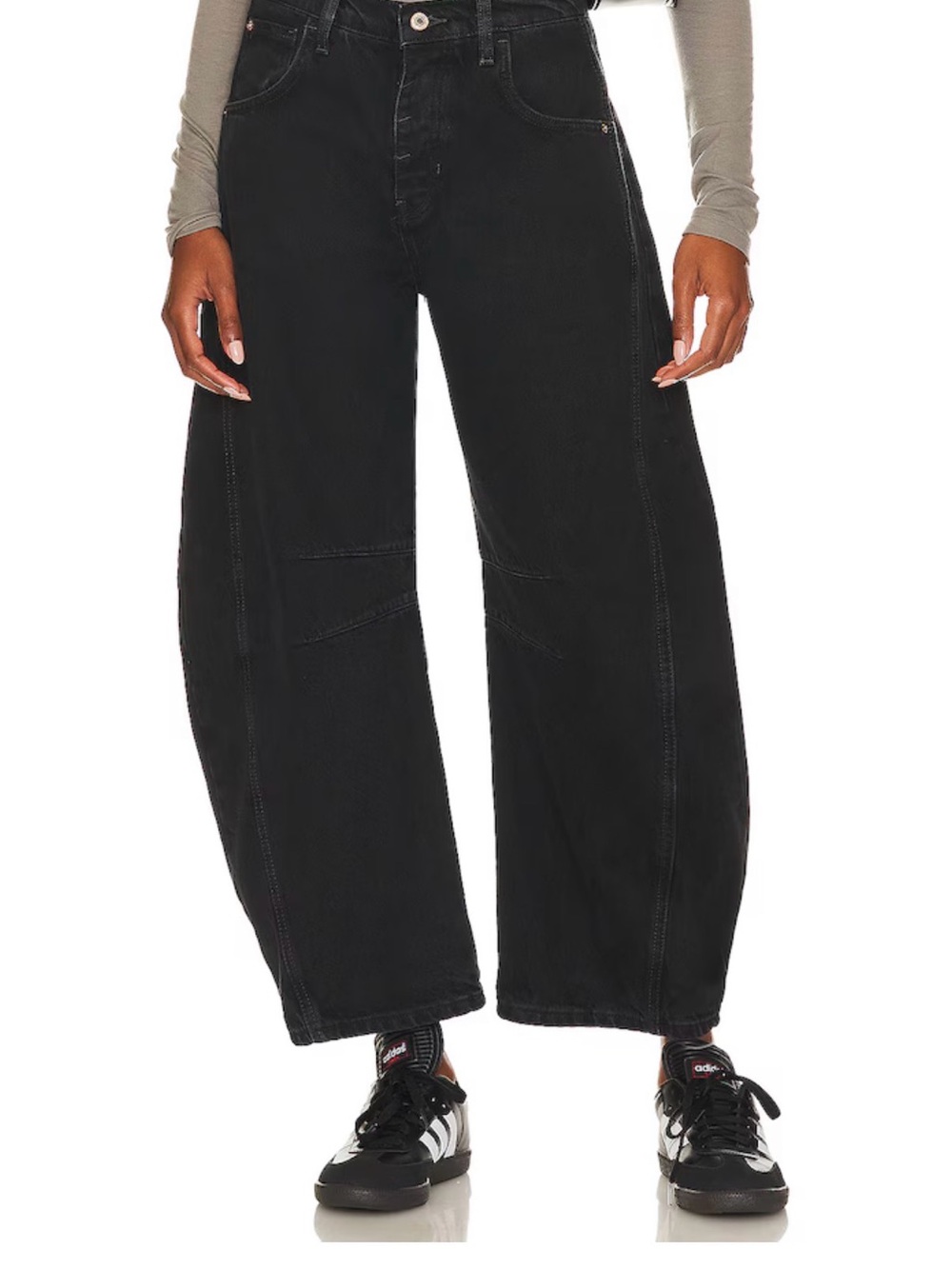 Free People Black mid-Rise Wide Leg Ankle Jeans 24 black